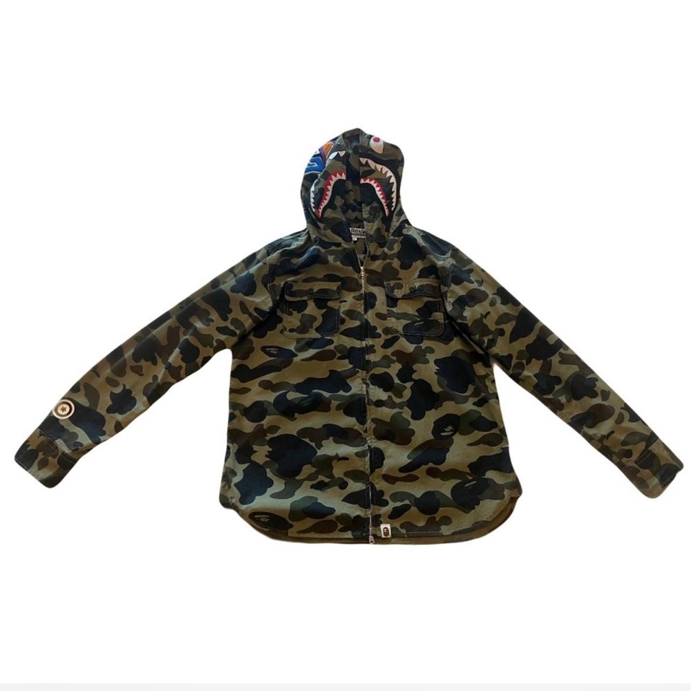 BAPE 1st Camo Shark Hoodie — Green, Mens